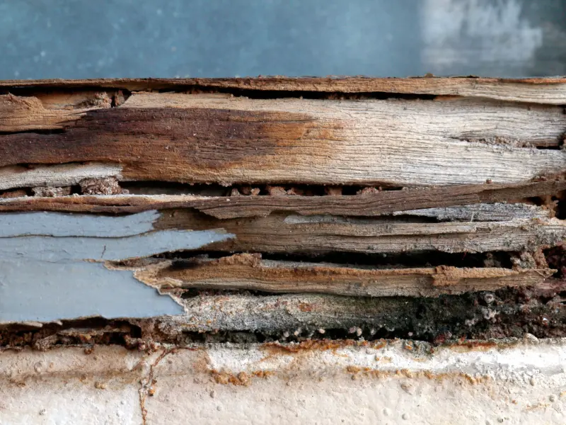 Moisture on wood can lead to extensive structural loss.