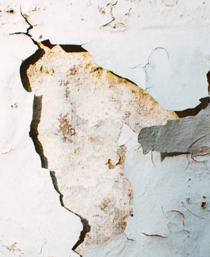 Peeling walls are a sign of water damage.