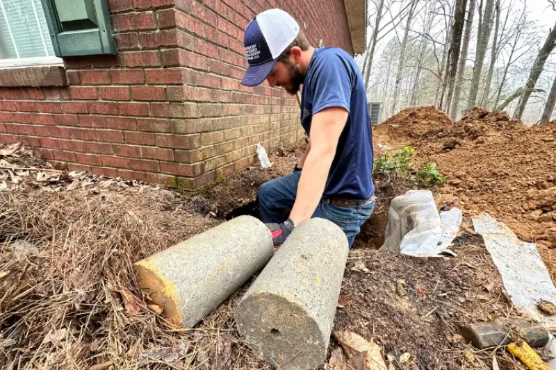 Installing piers in Knoxville.